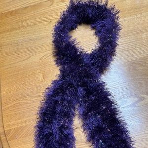 Purple with mingle multi colored dots scarf, size 60" L X 3.5" W